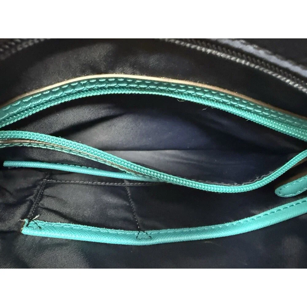 Michael Kors Navy Blue Nylon Crossbody Bag Turquoise Trim Adjustable Strap